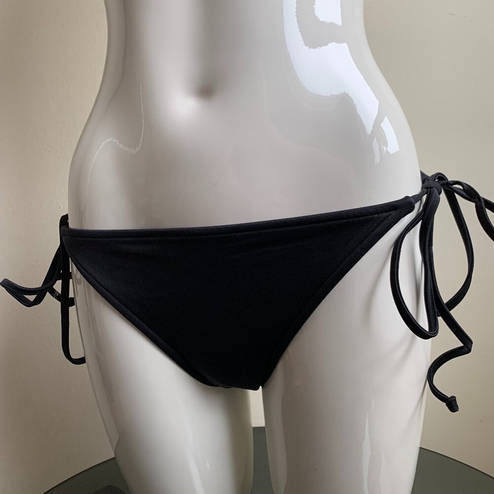 Milly Cabana solid Black Fiji String tie side bikini swim bottom S Made in USA